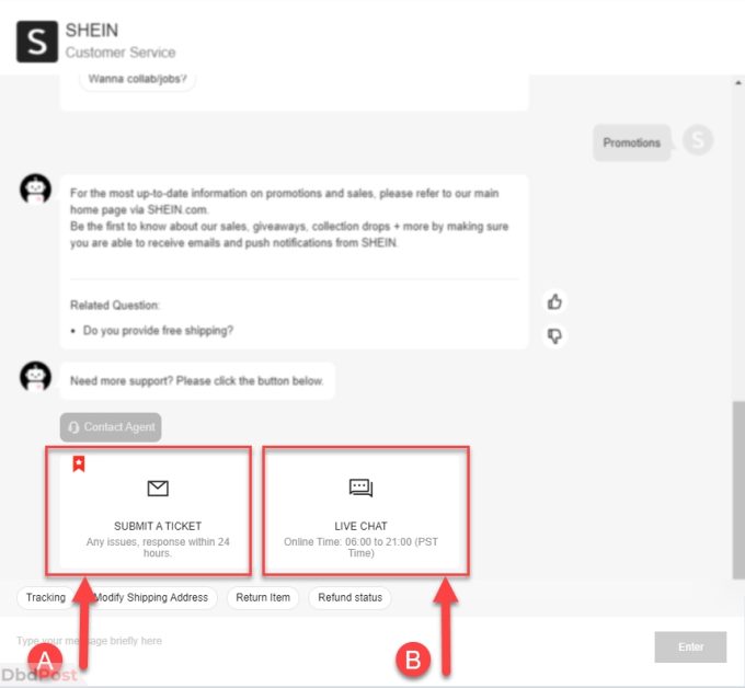how to contact Shein customer support - step 4