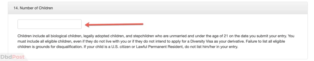 how to fill dv lottery entry form adding children steps