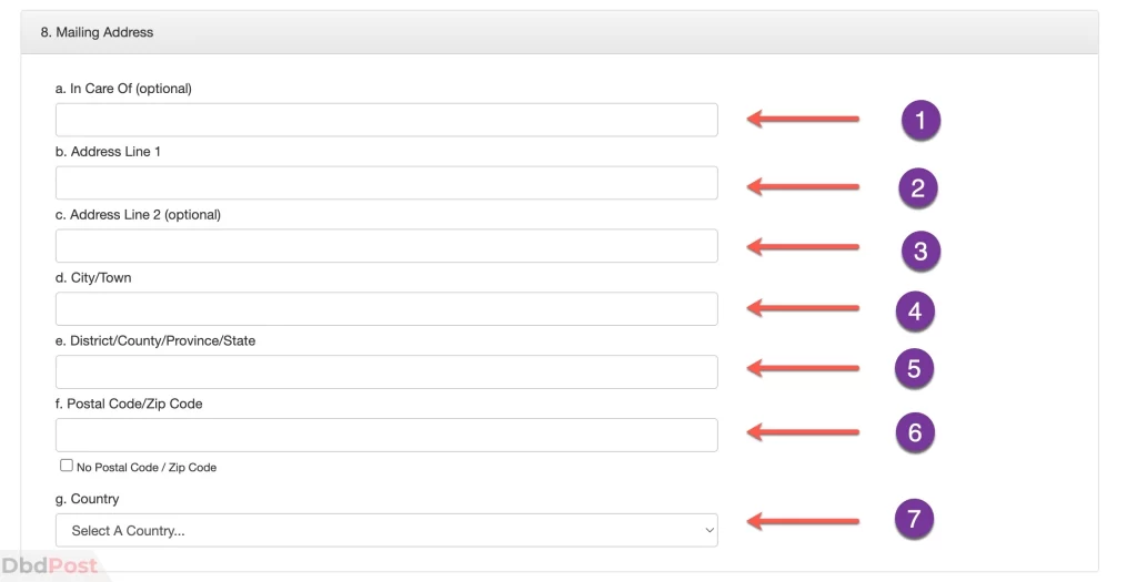 how to fill dv lottery form mailing address step