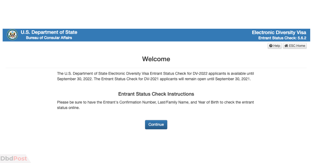 dv result - welcome page