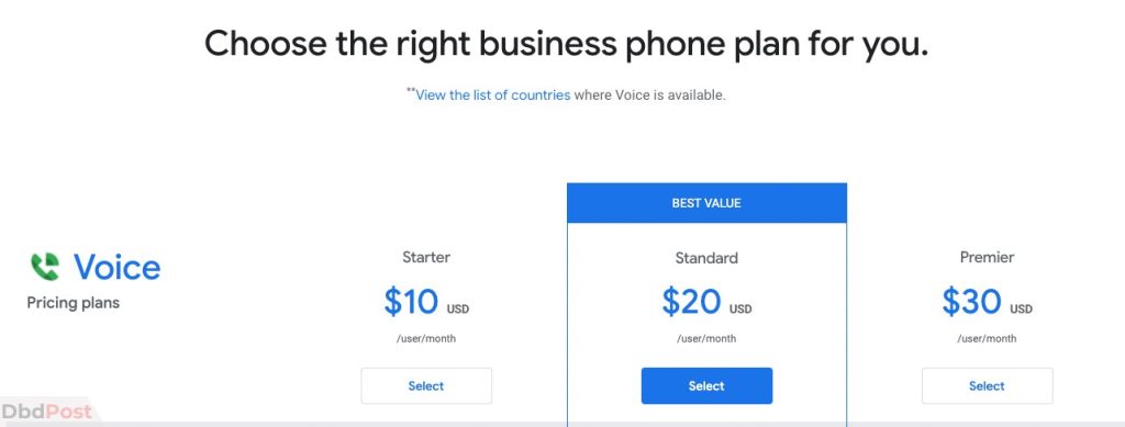 google voice business plan