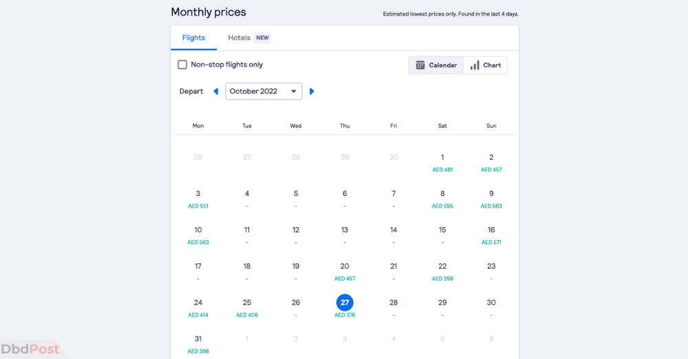 cheap flights from uae to pakistan - sky scanner cheapest date