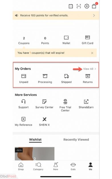 how to track shien order - my order and view all step