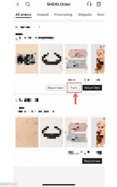 how to track shien order - track order from app