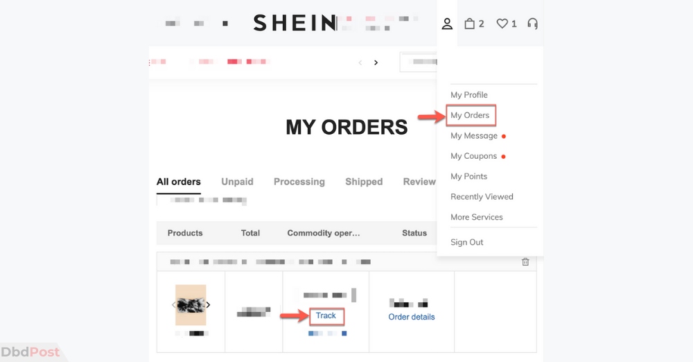 how to track shien order - my order and track step