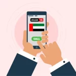 Feature image-etisalat international call offer-phone with etisalat logo and dubai flag with call option