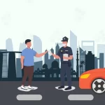 feature image-abu dhabi traffic fines-person getting fined with car at the side with abu dhabi bg