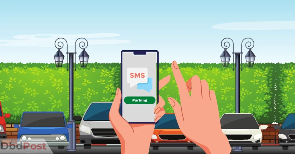 feature image-sharjah parking sms-sms on phone with parking background