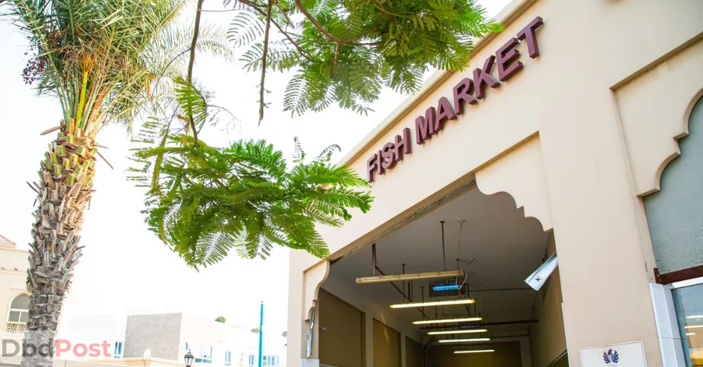 inarticle image-jumeirah fish market-Board showing Fish market
