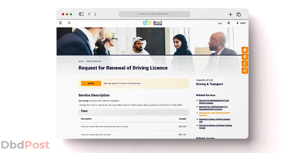 InArticle Image-Abu Dhabi Driving License Renewal-TAMM Website Mockup