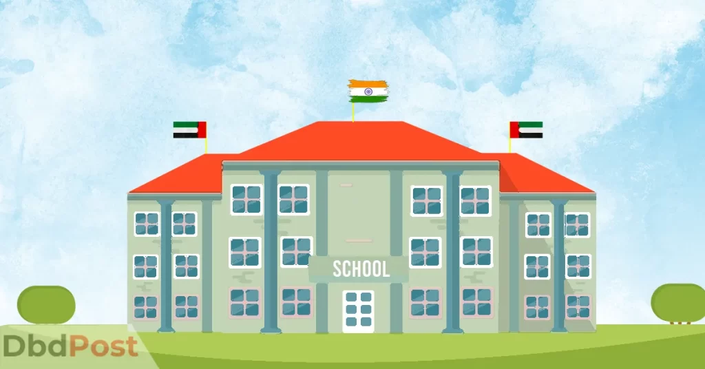 feature image-indian schools in abu dhabi-school building with indian flag at the top