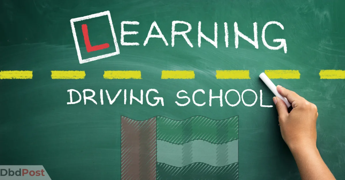 Feature Image-5+ best driving schools in Ajman-Driving school blackboard design with uae flag scribbled