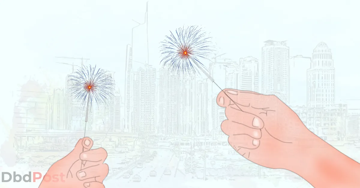 feature image-diwali in uae-hands holding sparkles illustration