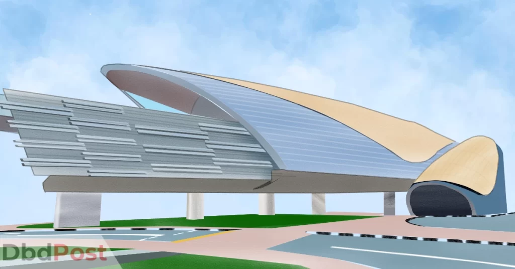 feature image-dubai airport free zone metro station-dubai airport free zone metro station building illustration