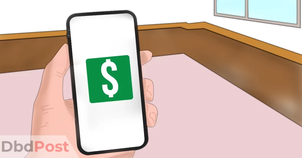 feature image-money making apps in uae-hand holding phone with money icon illustration