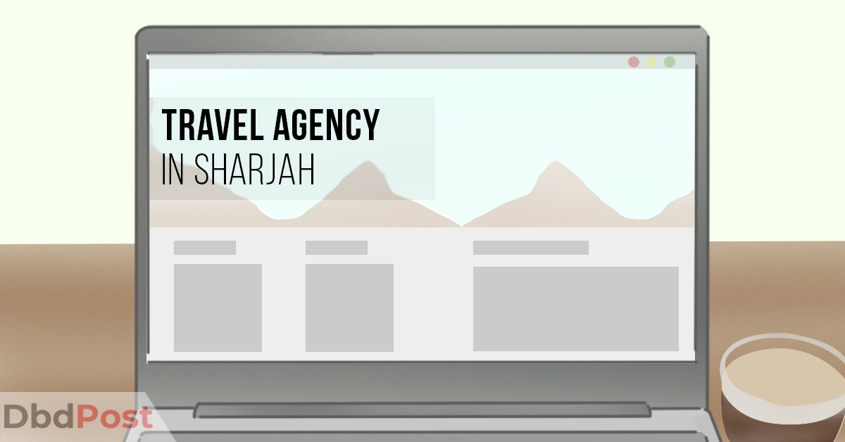 feature image-travel agency in sharjah-laptop with website illustration