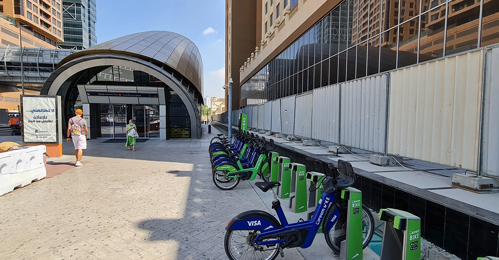 inarticle image-dubai internet city metro station-bicycle for rent