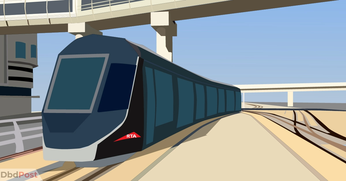feature image-dubai tram-train going under a bridge with rta logo on the train-01
