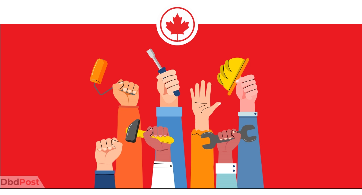 feature image-what kind of work experience is required for Canada PR-hands holding different working hats and tools