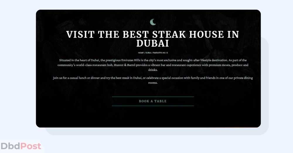 inarticle image-best steakhouse in dubai-Hunter & Barrel Emirates Hills