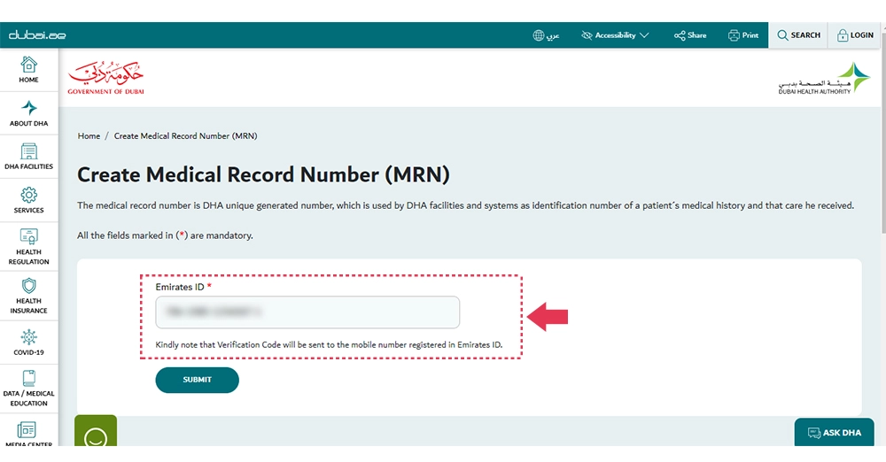 Inarticle image-how to get mrn number dubai-Step 2