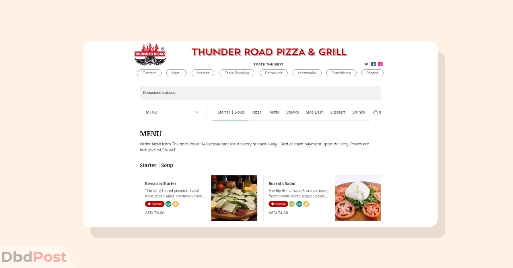 inarticle image-restaurants in ras al khaimah- Thunder Road Pizza & Grill