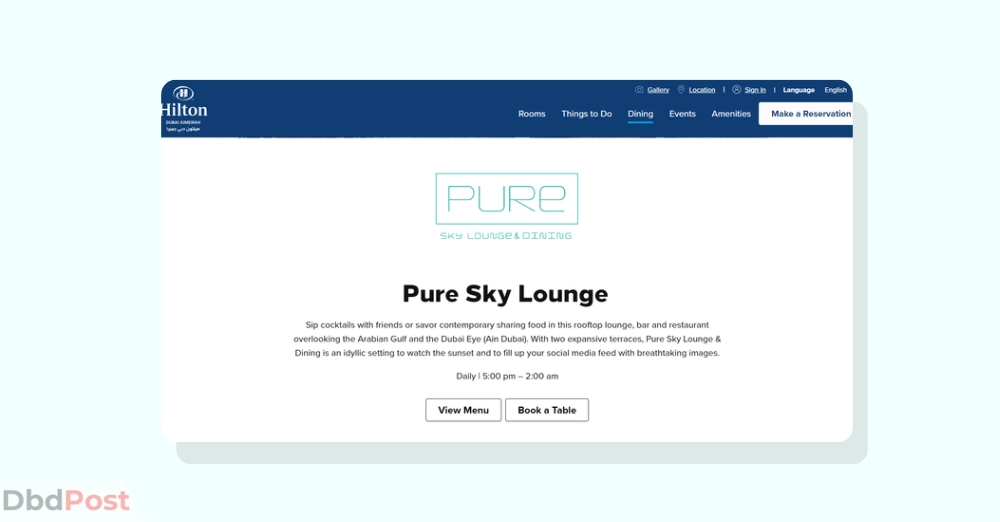 inarticle image-rooftop bar in dubai-Pure Sky Lounge & Dining 