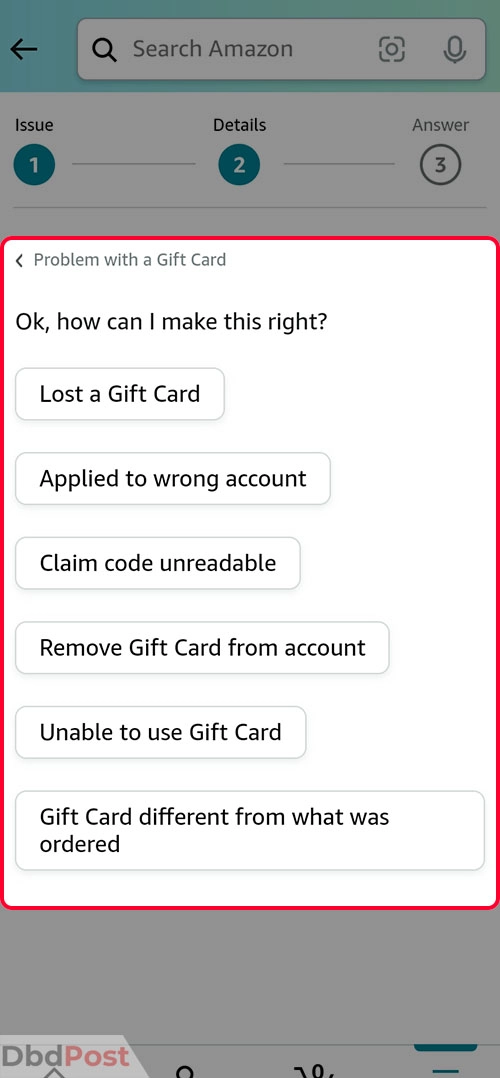 inarticle image-how to check amazon gift card balance-Customer Service Step 5