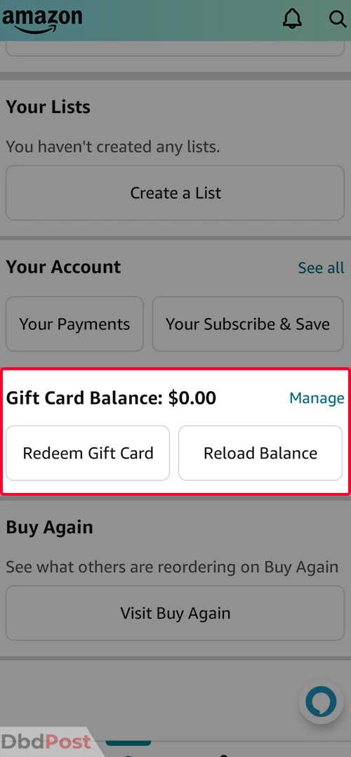 inarticle image-how to check amazon gift card balance-Mobile App Step 3