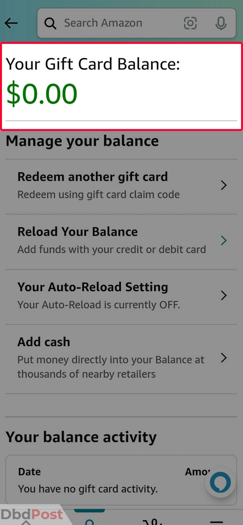 inarticle image-how to check amazon gift card balance-Mobile App Step 5