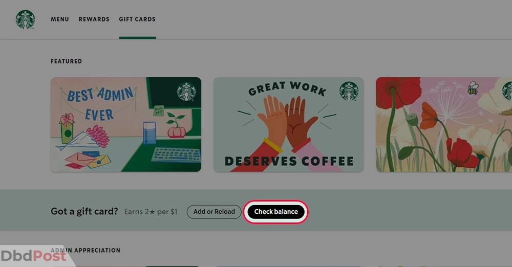 inarticle image-how to check starbucks gift card balance-Website Step 2