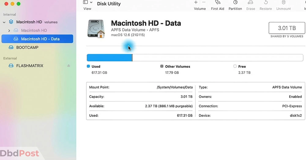 inarticle image-how to check storage on mac-Checking Storage using Disk Utility step 4