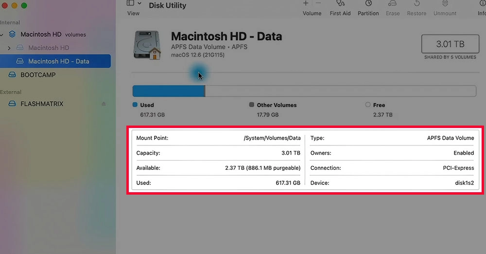 inarticle image-how to check storage on mac-Checking Storage using Disk Utility step 5