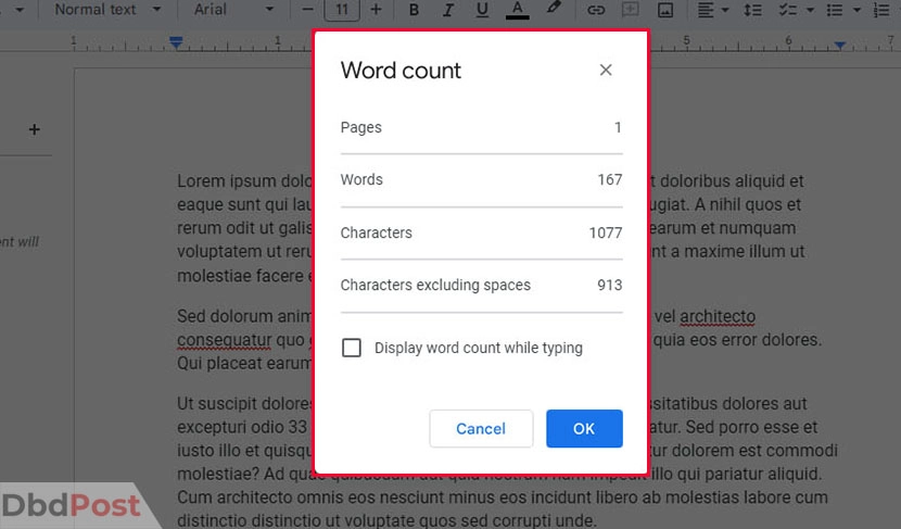 inarticle image-how to check word count on google docs-Checking word count for specific sections step 5