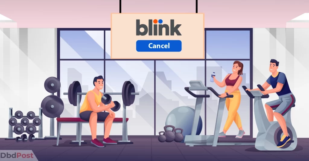 feature image-how to cancel blink membership-gym bg with blink board and cancel button illustration-01