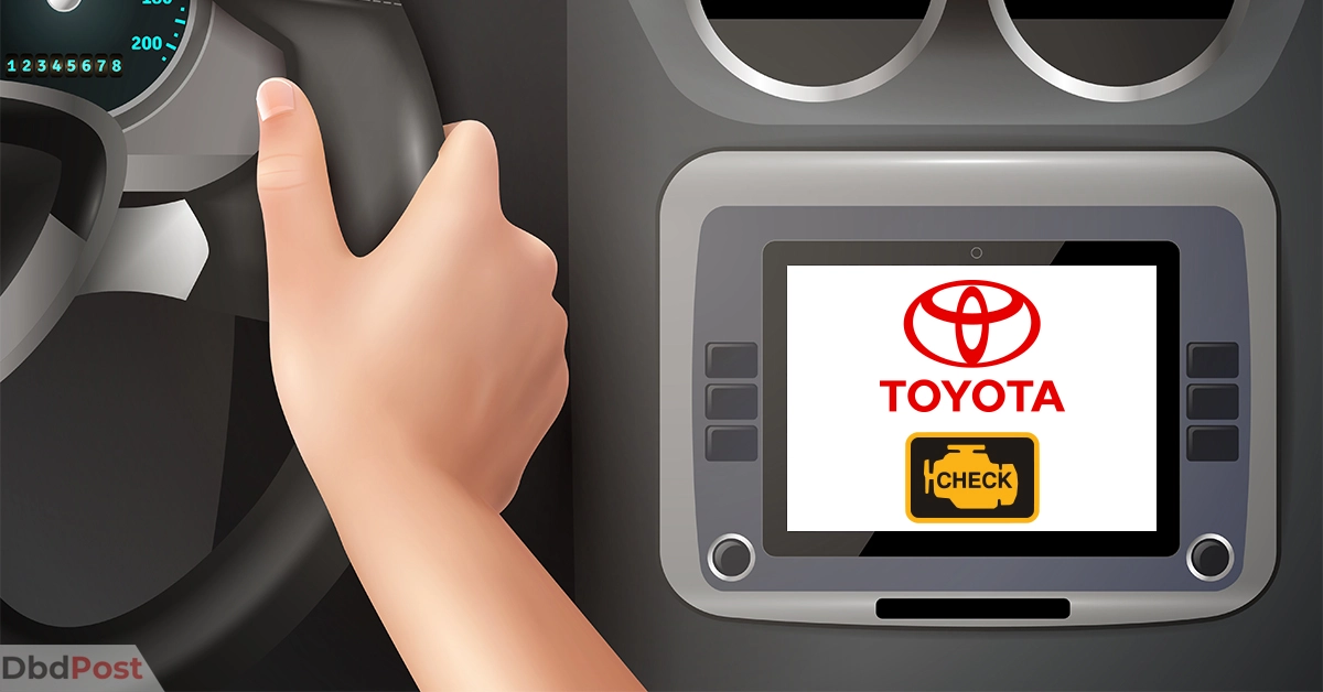 feature image-toyota check engine light -toyota car with logo and check engine icon in screen