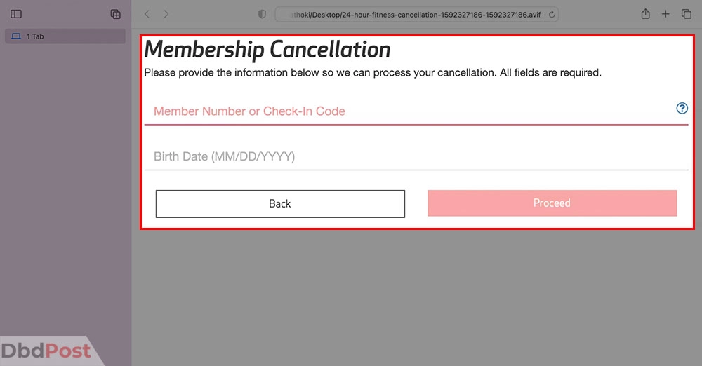 inarticle image-how to cancel 24 hour fitness membership-Through website step 6