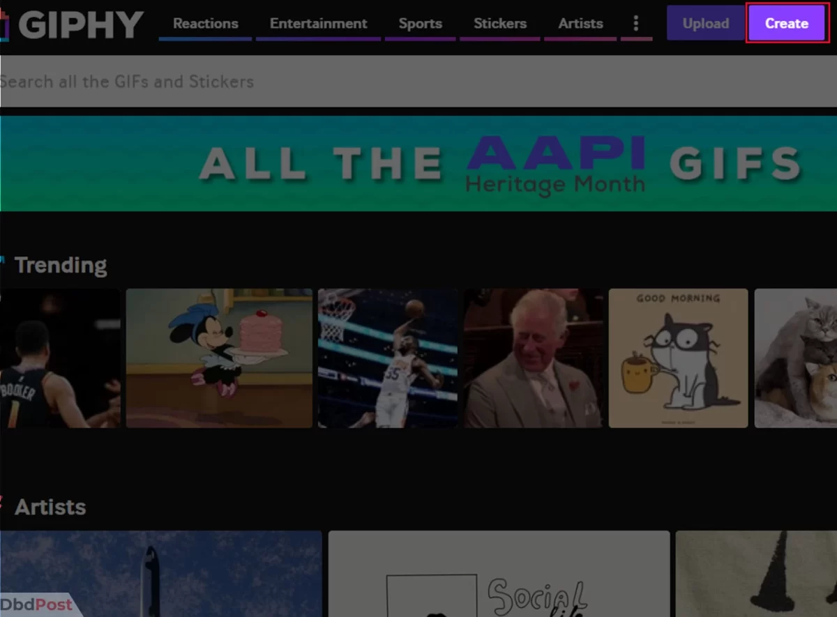 inarticle image-how to download a gif-Create GIF from Giphy step 2