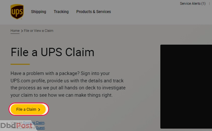 inarticle image-how to file a complain with ups-File a claim through the webpage step 3