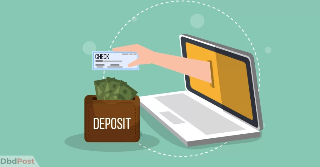 feature image-how long does it take to deposit a check online-depositing check through laptop illustration-01