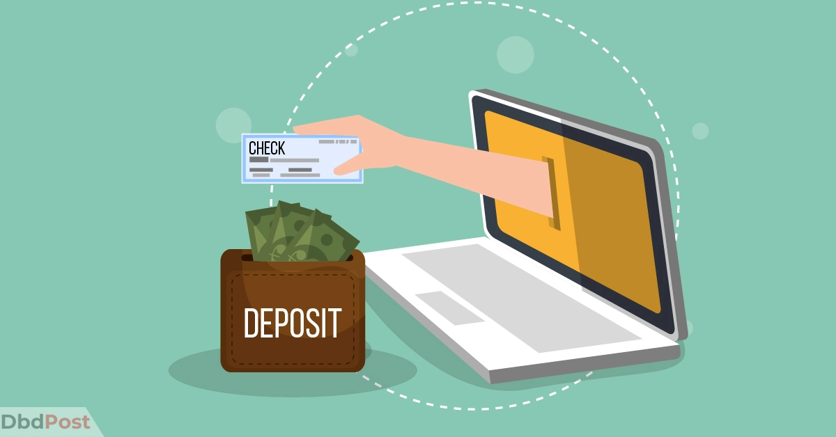 feature image-how long does it take to deposit a check online-depositing check through laptop illustration-01