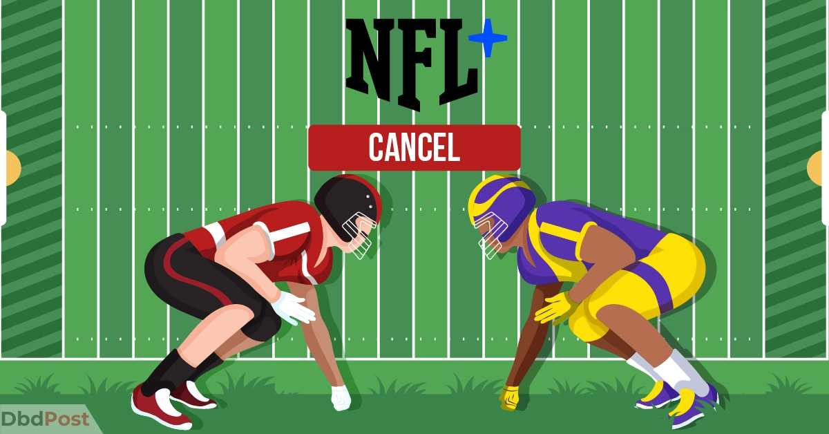 feature image-how to cancel nfl plus-two rugby players with nfl plus logo and cancel button illustration-01
