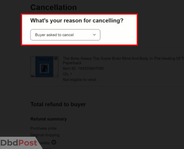 inarticle image-how to cancel an ebay order-How to cancel eBay order as a seller step 5