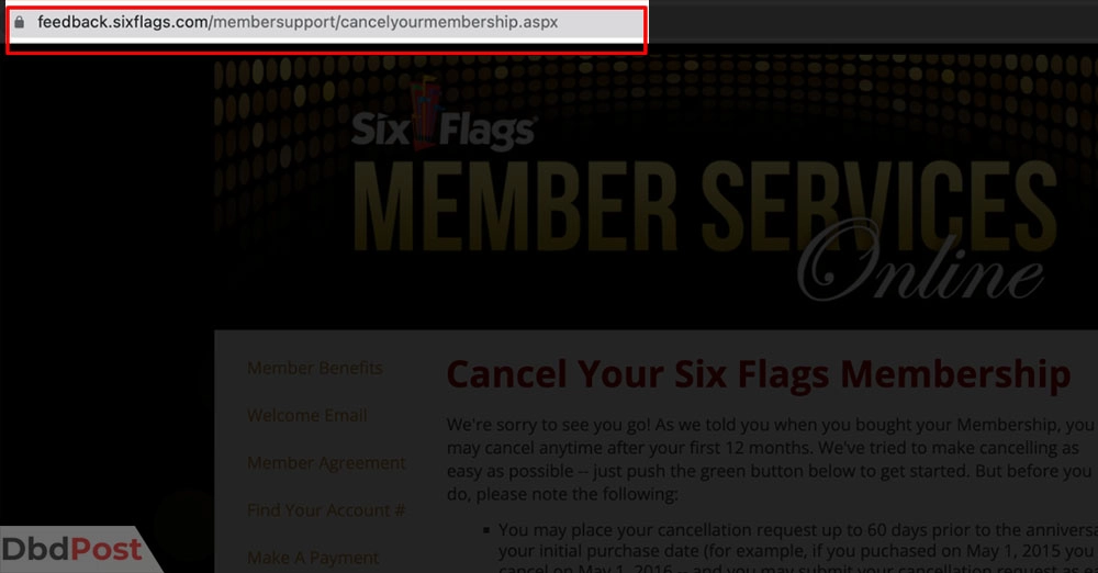 inartic image-how to cancel six flags membership-Canceling Six Flags Membership online step 1