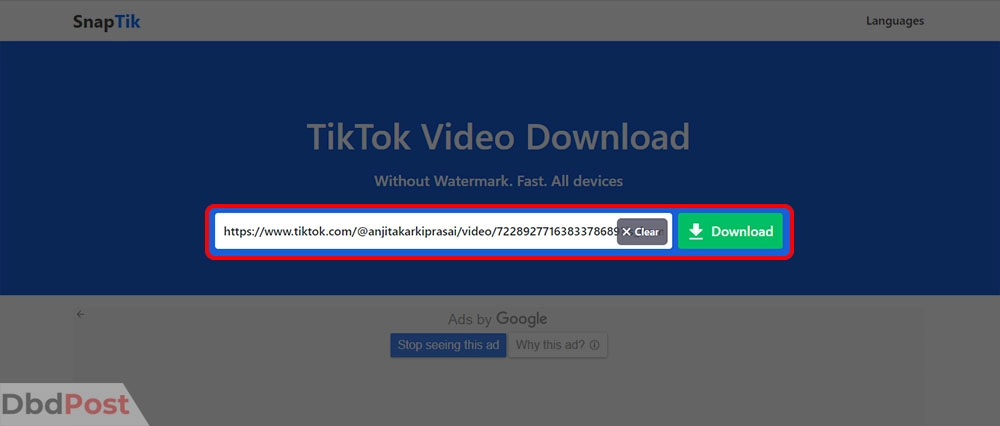 inarticle image-how to download tiktok videos-How to download TikTok videos using third-party websites step 5
